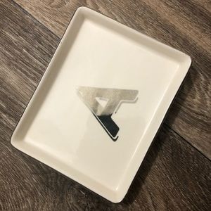 Initial “A” Monogram Ceramic Jewelry Dish